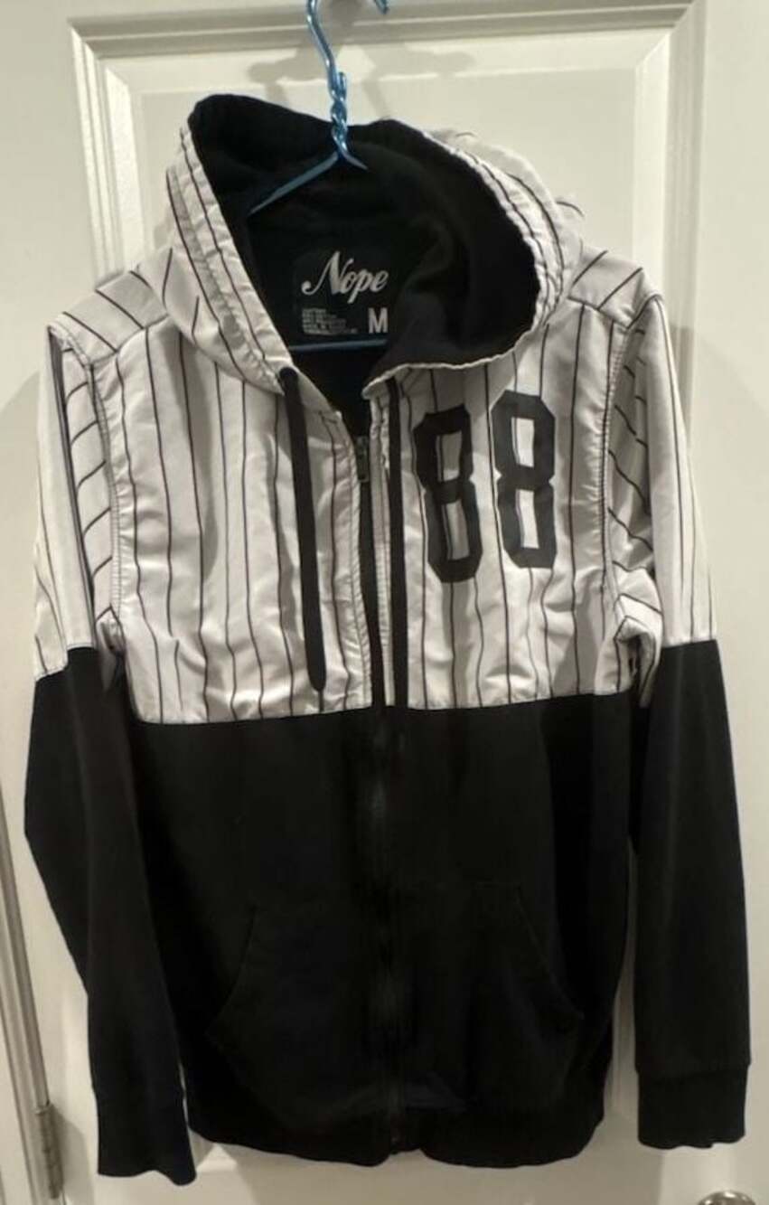 Nope "Team Hustle 88" Pinstripe Colorblock Full Zip Hoodie